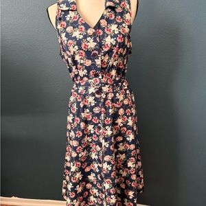 Mlle Gabrielle Navy Floral Midi Dress